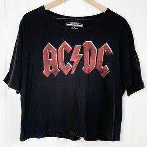 AC/DC Graphic Band Tee Drop Shoulder Crop Top, Sz M